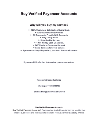 Buy Verified Payoneer Accounts