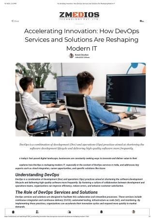 Accelerating Innovation: How DevOps Services and Solutions Are Reshaping Modern
