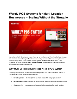 Warely POS Systems for Multi-Location Businesses – Scaling Without the Struggle