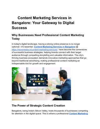 Content Marketing Services in Bangalore_ Your Gateway to Digital Success