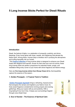 5 Long Incense Sticks Perfect for Diwali Rituals