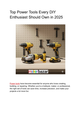 Top Power Tools Every DIY Enthusiast Should Own in 2025