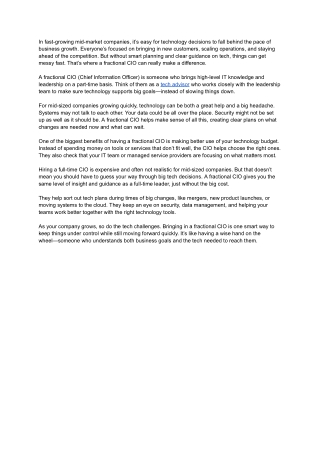 The Critical Role of a Fractional CIO in Fast-Growth Mid-Market Companies