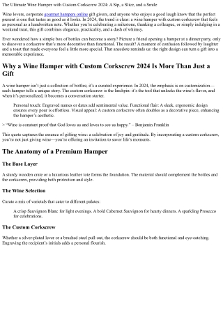 The Ultimate Wine Hamper with Custom Corkscrew 2024: A Sip, a Slice, and a Smile