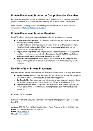 Private Placement Services_ A Comprehensive Overview