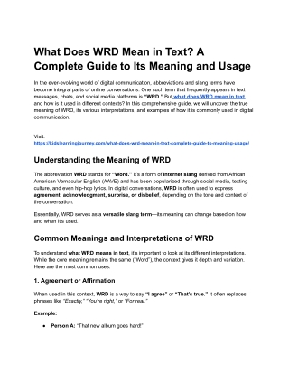 What Does WRD Mean in Text_ A Complete Guide to Its Meaning and Usage
