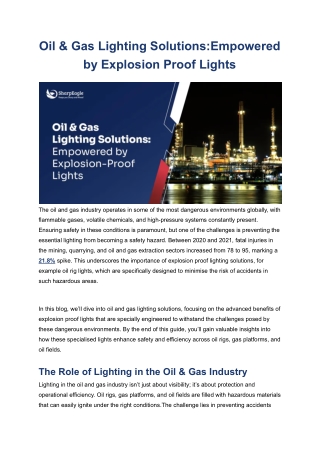 Oil & Gas Lighting Solutions Empowered by Explosion Proof Lights