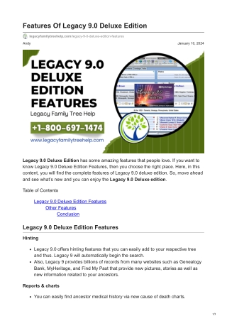 Features Of Legacy 9 Deluxe Edition