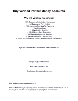 Buy Verified Perfect Money Accounts