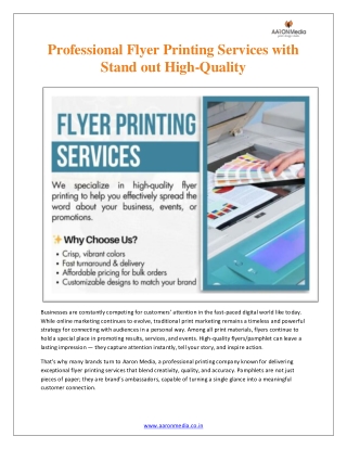 Professional Flyer Printing Services with Stand out High Quality
