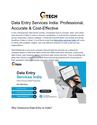 Data Entry Services India: Professional, Accurate & Cost-Effective