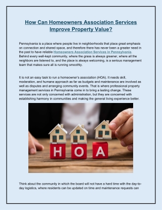 How Can Homeowners Association Services Improve Property Value