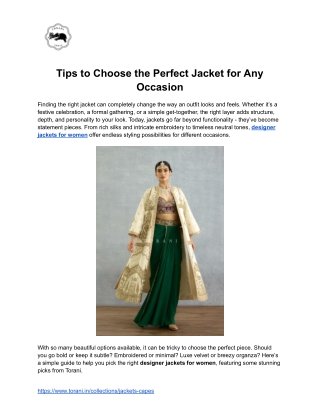 Tips to Choose the Perfect Jacket for Any Occasion