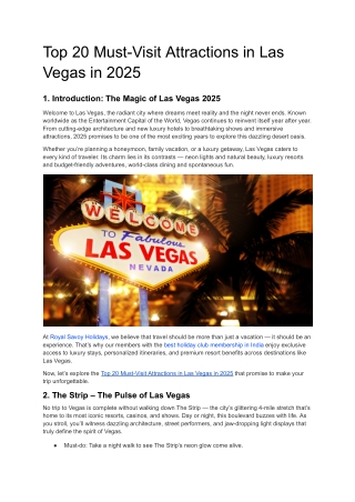 Top 20 Must-Visit Attractions in Las Vegas in 2025