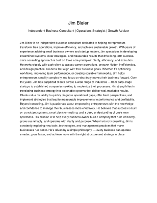 Jim Bleier: Helping Entrepreneurs Work Smarter