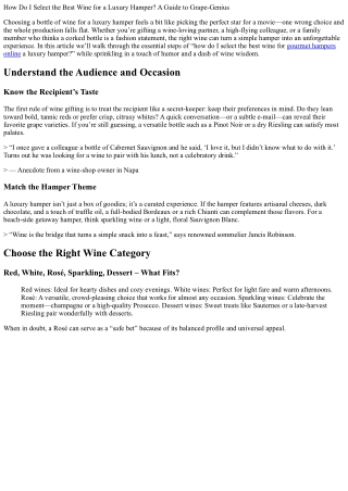 How Do I Select the Best Wine for a Luxury Hamper? A Guide to Grape‑Genius