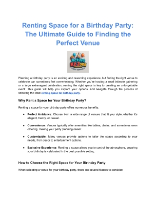 Renting Space for a Birthday Party: The Ultimate Guide to Finding the Perfect