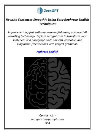 Rewrite Sentences Smoothly Using Easy Rephrase English Techniques