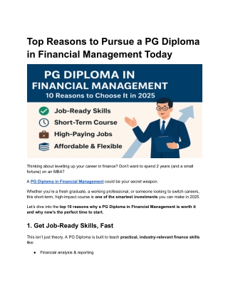 Top Reasons to Pursue a PG Diploma in Financial Management Today