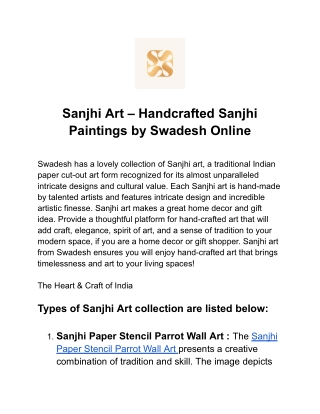 Handcrafted Sanjhi Paintings – Swadesh Art Collection
