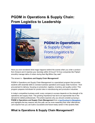 PGDM in Operations & Supply Chain_ From Logistics to Leadership