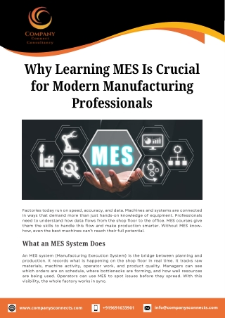 Why Learning MES Is Crucial for Modern Manufacturing Professionals
