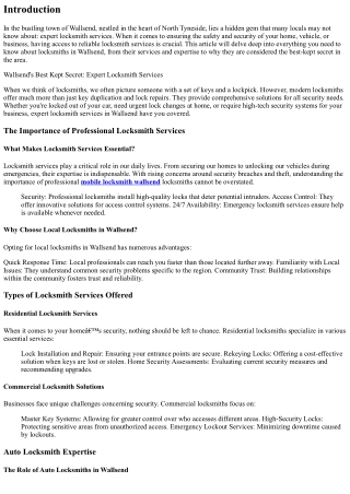 Wallsend's Top Kept Secret: Professional Locksmith Services