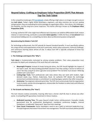 Beyond Salary Crafting an Employee Value Proposition (EVP) That Attracts Top-Tier Tech Talent