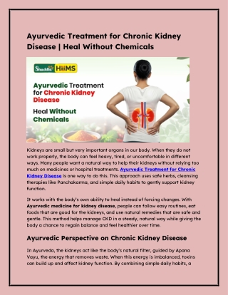 Ayurvedic Treatment for Chronic Kidney Disease _ Heal Without Chemicals