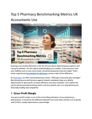 Top 5 Pharmacy Benchmarking Metrics UK Accountants Use