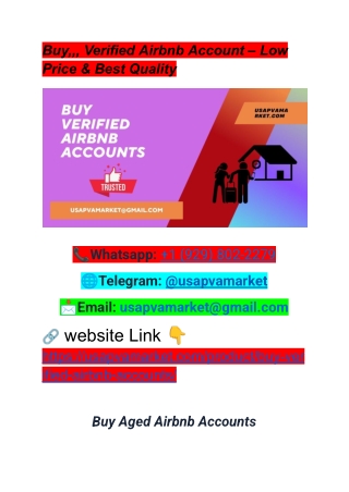 Buy,,, Verified Airbnb Account – Low Price & Best Quality