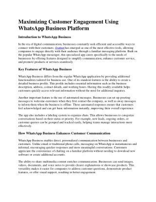 Maximizing Customer Engagement Using WhatsApp Business Platform