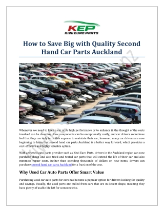 How to Save Big with Quality Second Hand Car Parts Auckland