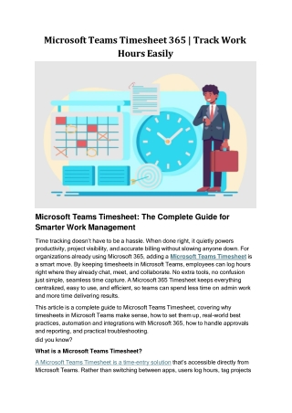 Microsoft Teams Timesheet 365 | Track Work Hours Easily