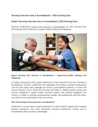 Nursing Care Services in Arumbakkam - SDS Nursing Care