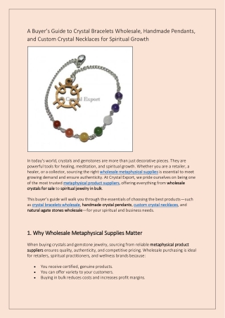 A Buyer’s Guide to Crystal Bracelets Wholesale, Handmade Pendants, and Custom Crystal Necklaces for Spiritual Growth