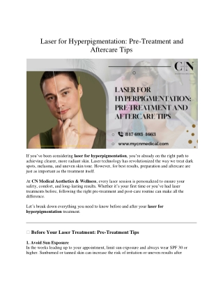 Laser for Hyperpigmentation: Pre-Treatment and Aftercare Tips