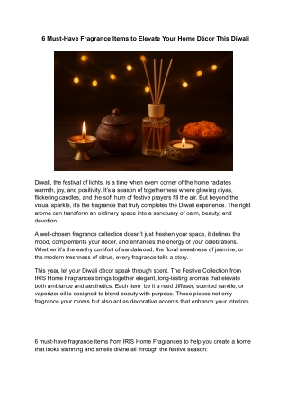 6 Must-Have Fragrance Items to Elevate Your Home Décor This Diwali