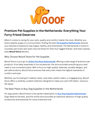 Buy Dog Supplies Netherlands