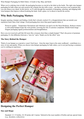 Wine Hamper Packaging for Bulk Orders: A Guide to Sip, Ship, and Smile