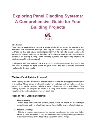 Explore Durable and Stylish Panel Cladding Systems for Your Building Projects