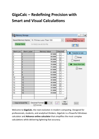 GigaCalc – Redefining Precision with Smart and Visual Calculations