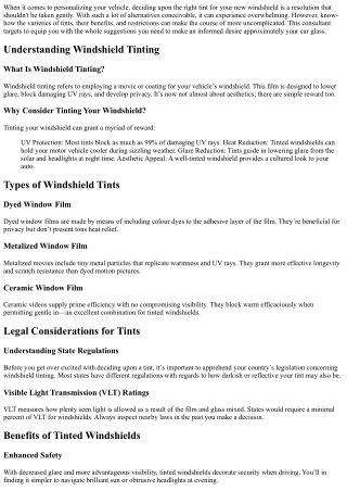 Tips for Selecting the Right Tint for Your New Windshield