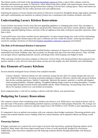 Luxury Kitchen Renovations in Vancouver: Elevate Your Cooking Space