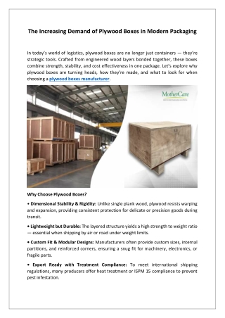 The Increasing Demand of Plywood Boxes in Modern Packaging