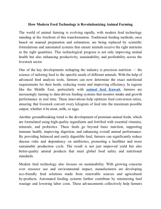 How Modern Feed Technology is Revolutionizing Animal Farming