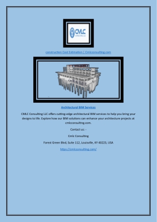 construction Cost Estimation | Cmlcconsulting.com