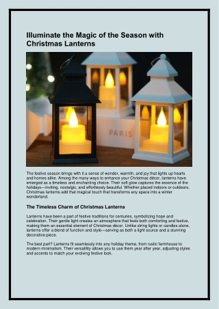 Illuminate the Magic of the Season with Christmas Lanterns
