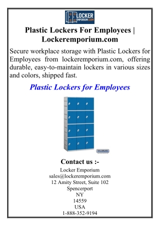 Plastic Lockers For Employees | Lockeremporium.com