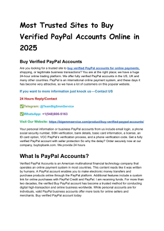 Most Trusted Sites to Buy Verified PayPal Accounts Online in 2025
